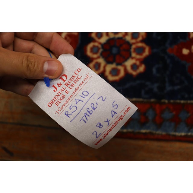 1920s 1920s Fine Love Poem Pair of Persian Tabriz Mat Rugs For Sale - Image 5 of 6