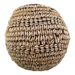 Vintage African Cowry Shell Basket For Sale