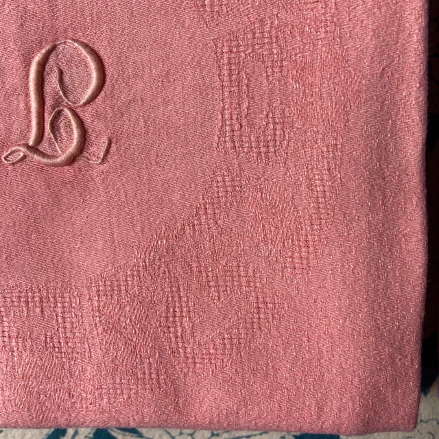 1920s Vintage French Linen Coton Dyed Table Napkins with Monogram, 1920s, Set of 8 For Sale - Image 5 of 10