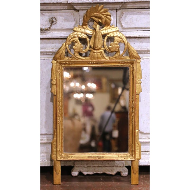 Late 18th Century 18th Century French Louis XVI Provencal Giltwood Mirror With Lyre Crest For Sale - Image 5 of 7