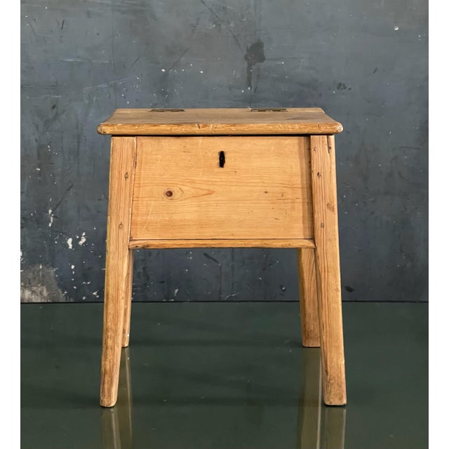 English 19th Century English Pine Stool With Storage For Sale - Image 3 of 8