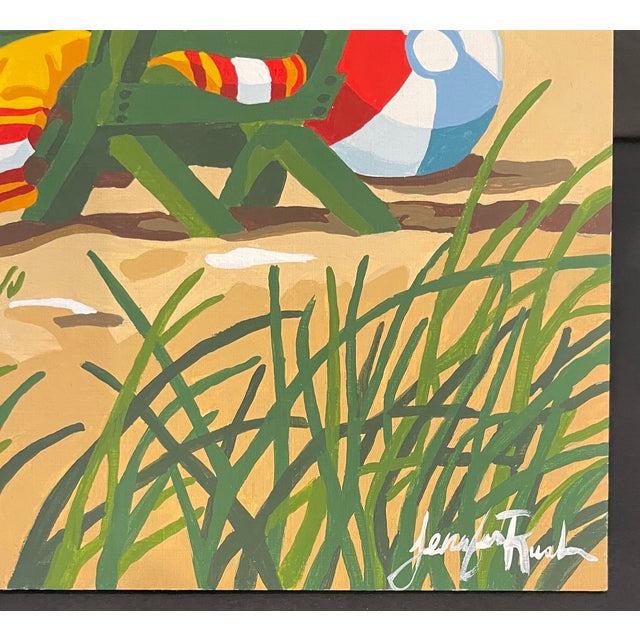 1990s beach landscape painting by Virginia artist Jennifer Rush. Signed lower right. Combined shipping available, please...