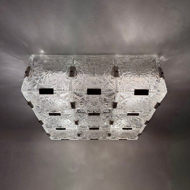Mid-Century Glass Ceiling Lamp from Kamenický Šenov, 1970s, in Good conditions. Designed 1970 to 1979 I have official...
