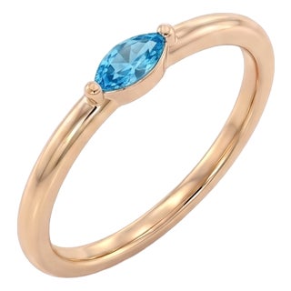 Dainty Blue Topaz Solitaire Ring | December Birthstone Ring | Tiny Everyday Stacking Ring Us 7 For Sale