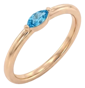 Dainty Blue Topaz Solitaire Ring | December Birthstone Ring | Tiny Everyday Stacking Ring Us 7