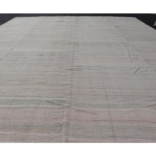 Gray Vintage Turkish Kilim With Soft Gray, Sage, and Faded Rose Panel Design For Sale - Image 8 of 12