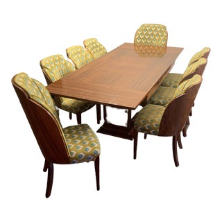 1930s Art Deco Dining Table & 8 Chairs For Sale