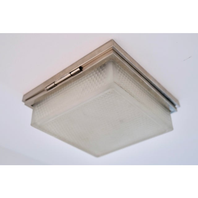 Square Ceiling Light Fixture with Brass Mounting and Original Chrome Plating, 1930s For Sale - Image 3 of 8