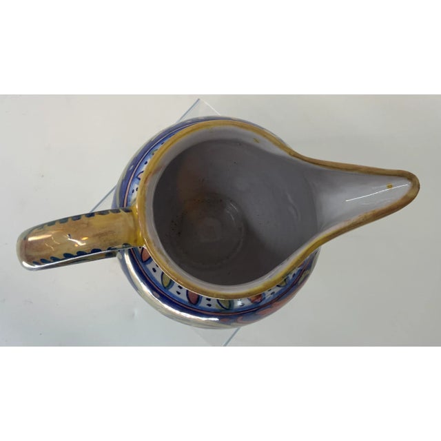 Blue Vintage Italian Majolica Pitcher For Sale - Image 8 of 12