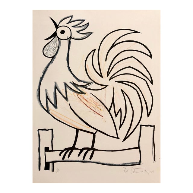 Bob Stanley, Mod Rooster Drawing 1970s Pop Art Lithograph Hand Signed For Sale