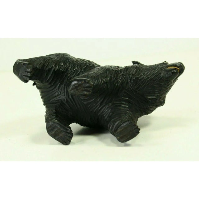 19th Century Black Forest Carved Wood Figurine of a Bear With Glass Eyes For Sale - Image 12 of 13