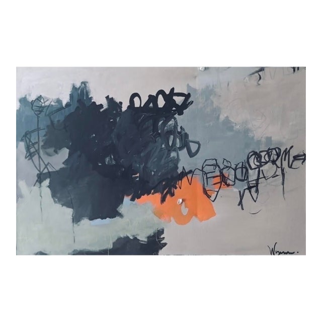 Abstract Mixed Media Painting on Canvas by Artist Wyman Lancaster, Signed, 24” X 36” For Sale