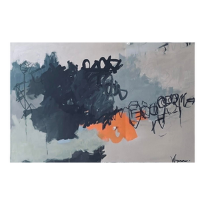 Abstract Mixed Media Painting on Canvas by Artist Wyman Lancaster, Signed, 24” X 36”