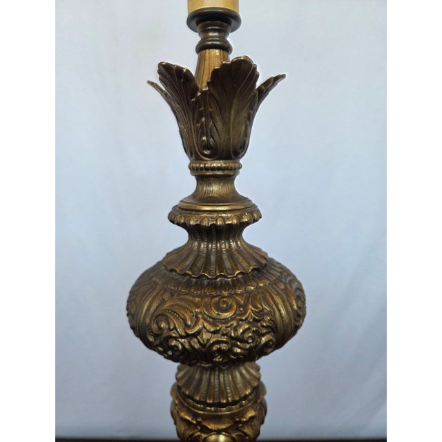 1950s Mid-Century Rococo Revival Solid Brass Table Lamp For Sale - Image 4 of 7