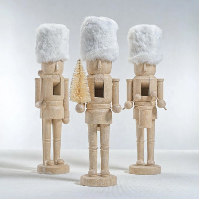 Contemporary Ortwin Resin Nutcracker Figurines with Fur Hat, Set of 3 For Sale - Image 3 of 3