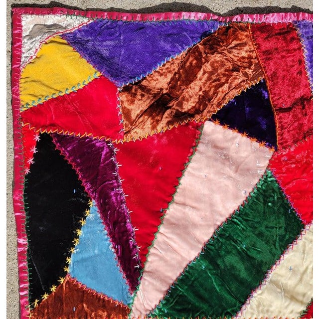 Textile 19thc Velvet Crazy Quilt From Ohio For Sale - Image 7 of 8