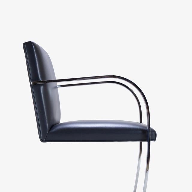 Brno Navy Leather Flat-Bar Chairs - Set of 6 For Sale In New York - Image 6 of 10