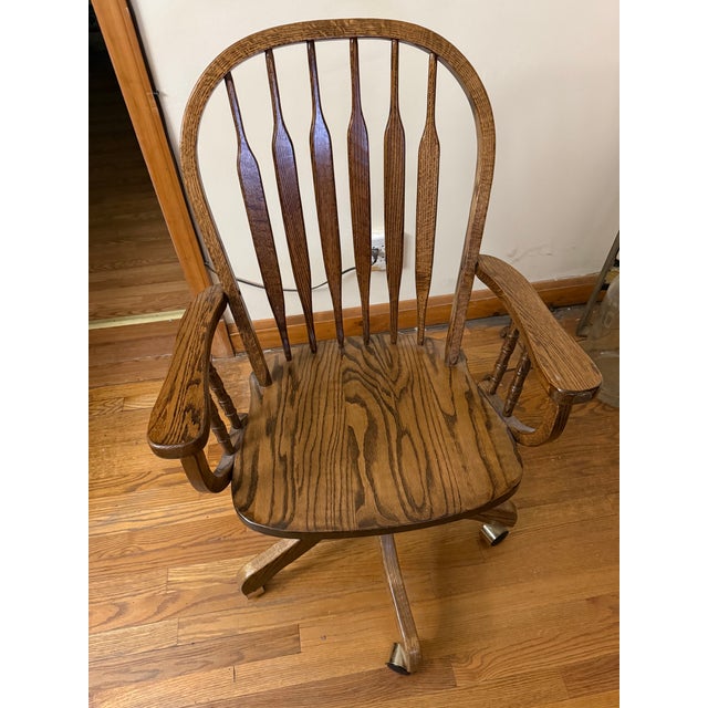 Late 20th Century Oak Rolltop Desk (Oak Crest) With Oak Chair For Sale - Image 18 of 18