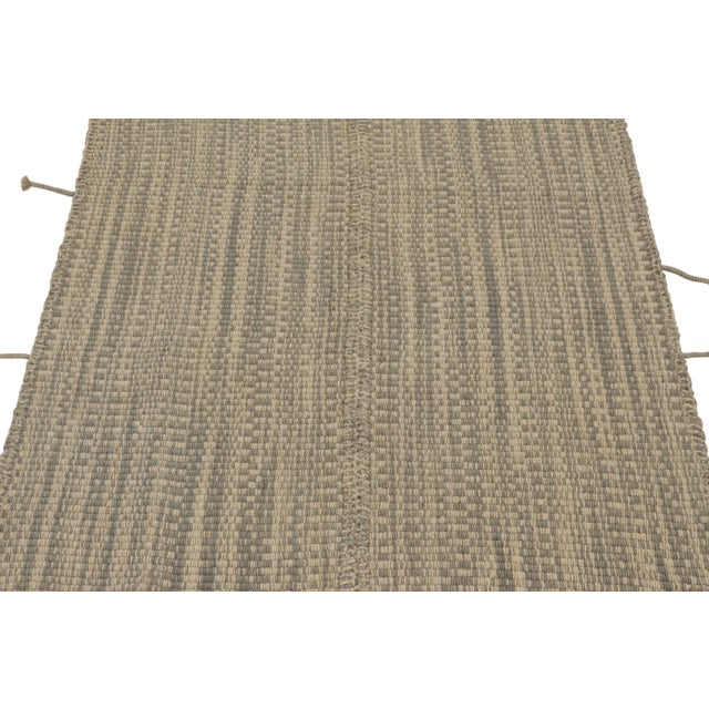 Rug & Kilim Rug & Kilim's Accent Kilim, Beige and Gray Textural Stripes For Sale - Image 4 of 8