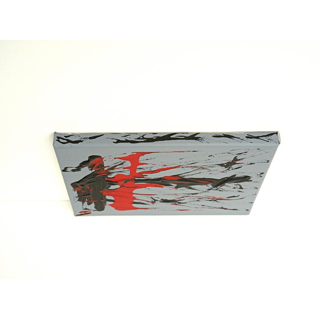 2010s Fire Shaman Original Acrylic Painting Black and Red on Gray For Sale - Image 5 of 8