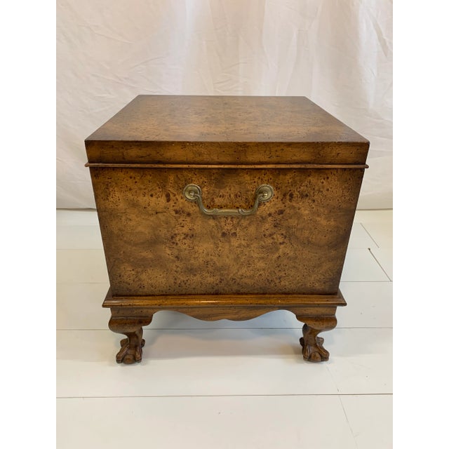 This is a truly unique and elegant Weiman burlwood side table that is also a fully functional cabinet. It features...