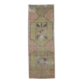1970s Vintage Handmade Wool Cotton Orange Runner Rug For Sale