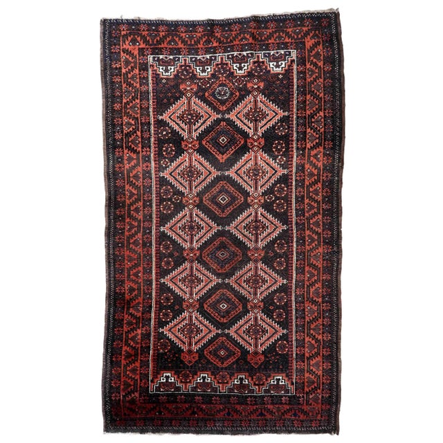 1920s Handmade Antique Afghan Baluch Rug 2.9' X 5.9' For Sale - Image 12 of 12