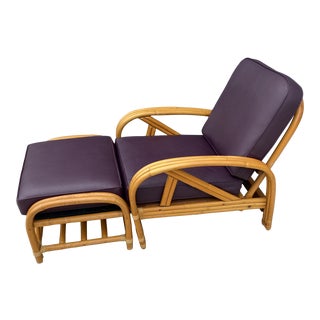 Mid-Century Ritts Rattan Chair & Ottoman- 2 Pieces For Sale