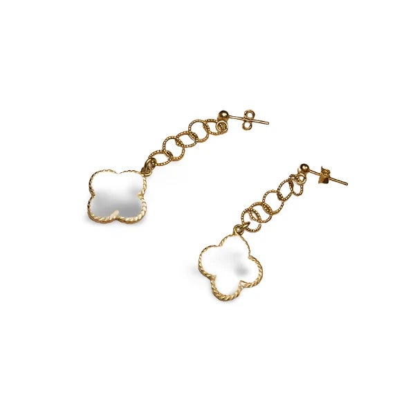 Elegant Italian 14K yellow gold enamel earrings 1.75" Long × 1/2" Wide wide, 4.2g. Lightweight, luxurious, perfect for...