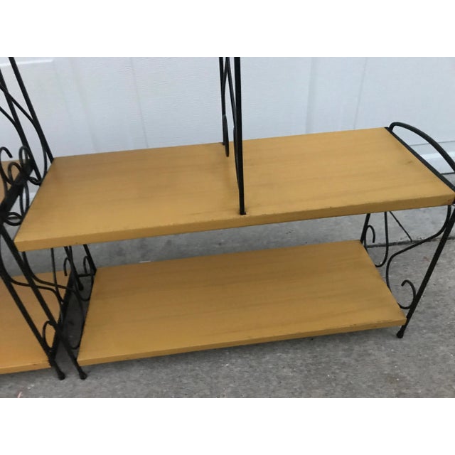 Vintage Mid-Century Modern Wrought Iron and Metal Side Tables - a Pair For Sale - Image 6 of 13