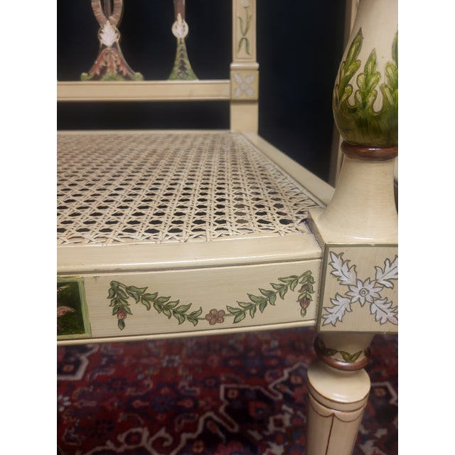 Hand-Painted Caned Armchairs – Pair For Sale - Image 17 of 17