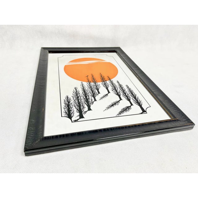 Vintage Japanese Mirror with Sunset, 1970s For Sale - Image 3 of 7