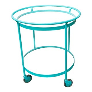 1960s Tropitone Turquoise Circular Cart For Sale