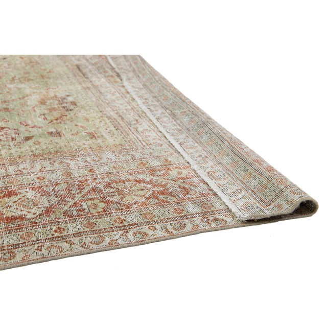 Green Antique Persian Mahal Wool Rug With Allover Design From the 1890s For Sale - Image 4 of 11
