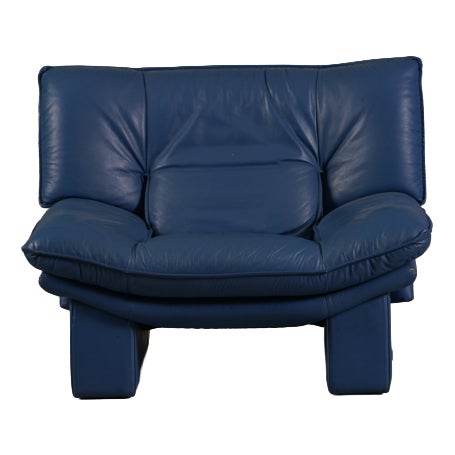 Postmodern Leather Armchair by Nicoletti Salotti, Italy, 1980s For Sale