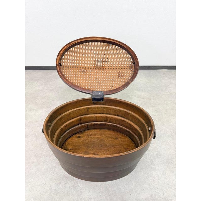 An exceptionally rare and highly collectible antique bentwood laundry basket (Wäschekorb), manufactured by the legendary...