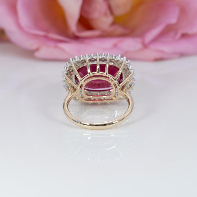 Red 12Ct Madagascar Ruby Ring With Earth-Mined Diamond Accents: Solid 14k Gold, Size 6.75 For Sale - Image 8 of 9
