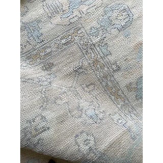 Modern Handknotted Oushak Rug in Sky Blue & Oyster Grey, 12' x 15' For Sale