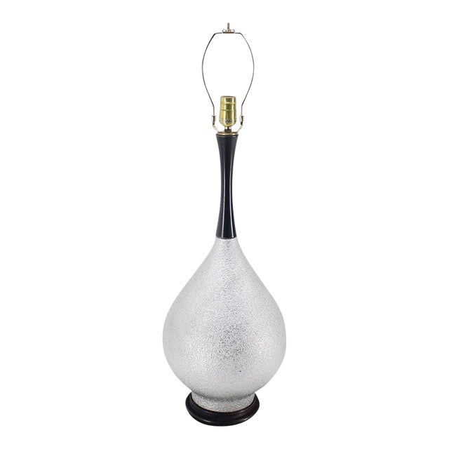 Mid Century Modern Silver Leaf Finish Table Lamp with Onion Shape For Sale