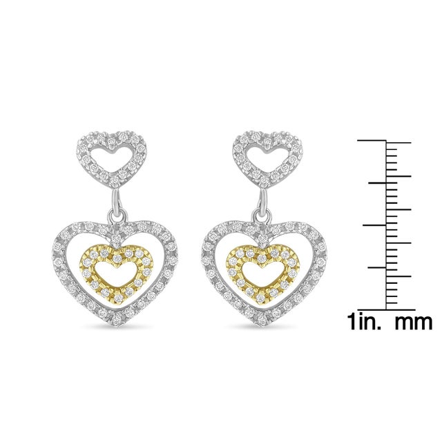 14K Two Toned 1/2 cttw Round Cut Diamond Earrings (H-I, SI1-SI2) For Sale - Image 4 of 4