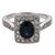 Contemporary Vintage Sapphire Diamond 18k White Gold Ring, Size 6 For Sale - Image 3 of 6