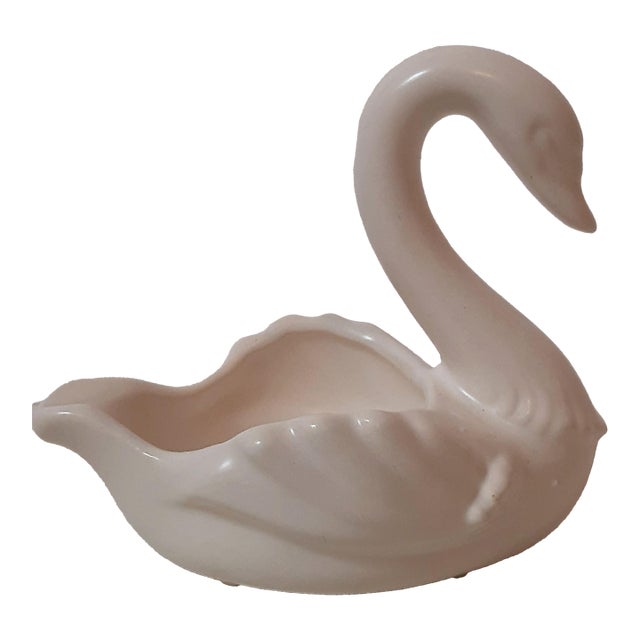 White Ceramic Pottery Hull Swan Planter For Sale