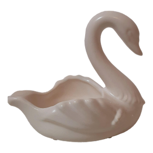 White Ceramic Pottery Hull Swan Planter