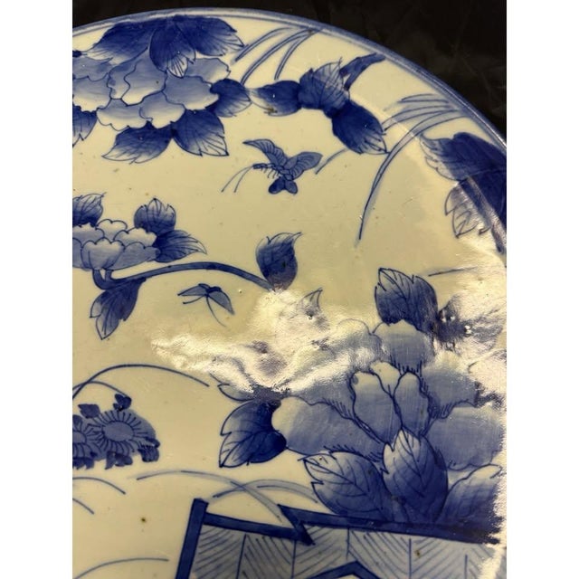Rare 19c Antique Japanese Blue White Arita Charger Dish Plate Big Platter 18.5” For Sale In New York - Image 6 of 11