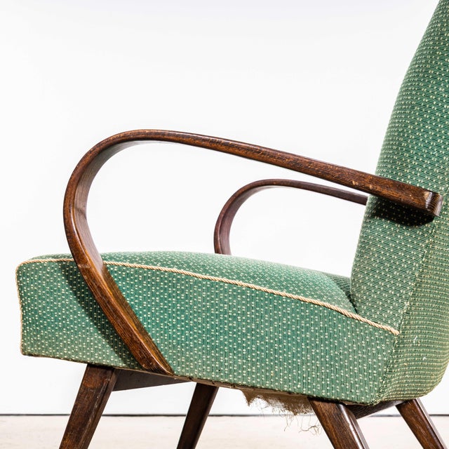 Sprung Seat Armchairs in Geometric Jacquard Fabric from Jaroslav Šmídek, 1950s For Sale - Image 4 of 11