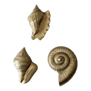 Mid Century Brass Seashell Wall Hangings