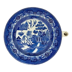 Antique John Meir & Son Blue Willow Hot Water Warming Plate From England - Circa 19th Century