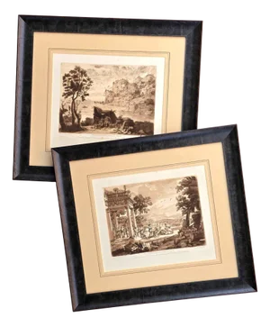 Richard Earlom, Bucolic Landscapes, Sepia Mezzotints, 1800s, Set of 2