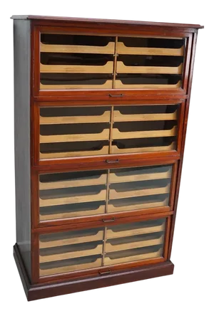 English Haberdashery Shop Cabinet with Glass Fronted Folding Doors, 1920s-1930s