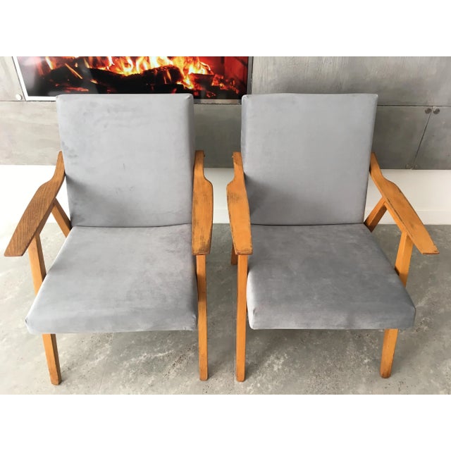 Set of Mid-Century Velvet Armchairs from ZNZ, 1960s For Sale - Image 4 of 14